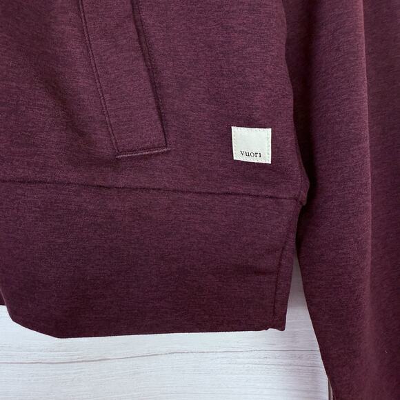 NEW Vuori Cropped Performance Full Zip‎ Hoodie Women XL Burgundy Soft Athleisure - Picture 6 of 16
